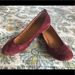 J. Crew Suede Ballet Flat Size 9 in Berry